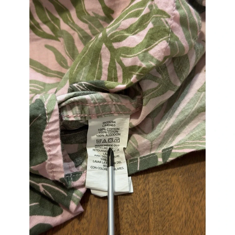Children's Place Size 16 XXL Pink And Green Hawaiian Print Button Down Shirt